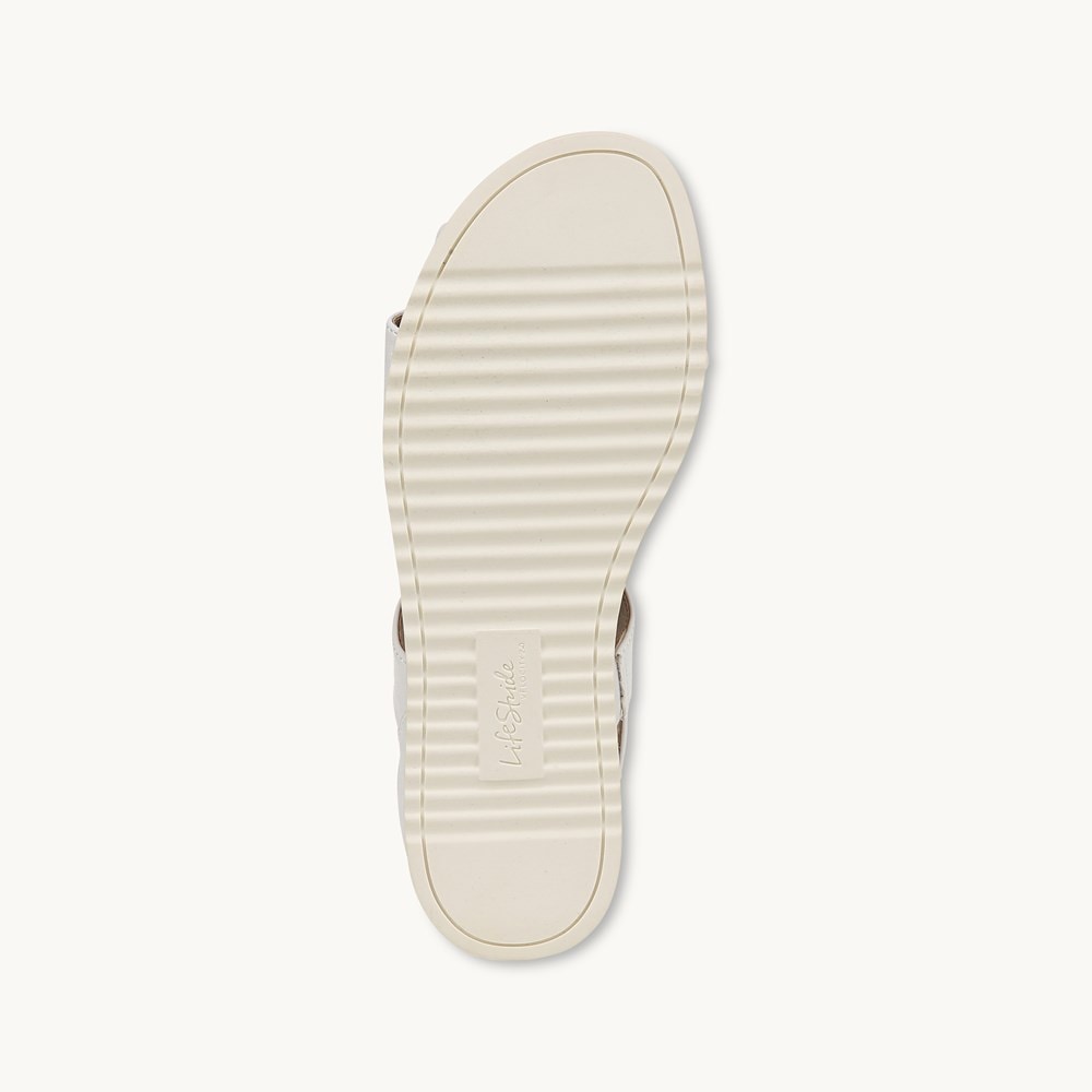 LifeStride Zoom Gladiator Sandal - Bright White Faux Leather