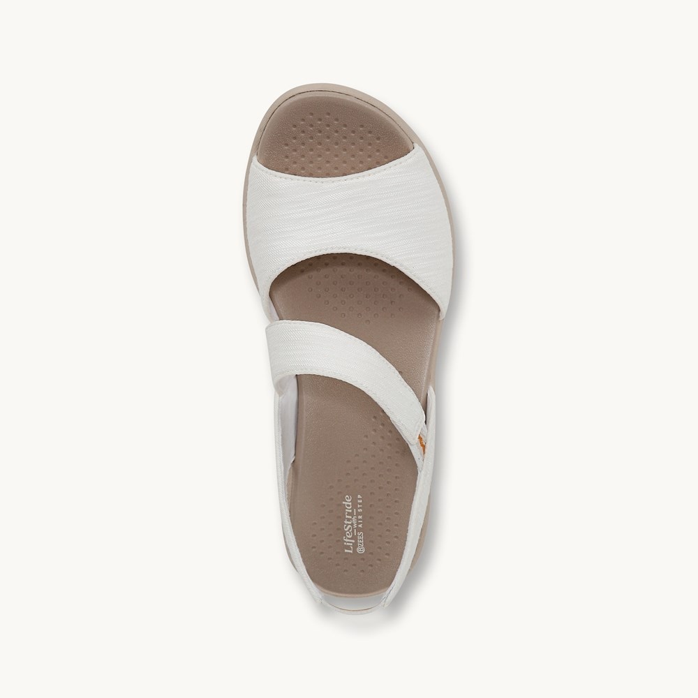 LifeStride Cheerful Strappy Sandal - Bright White Waxy Fabric
