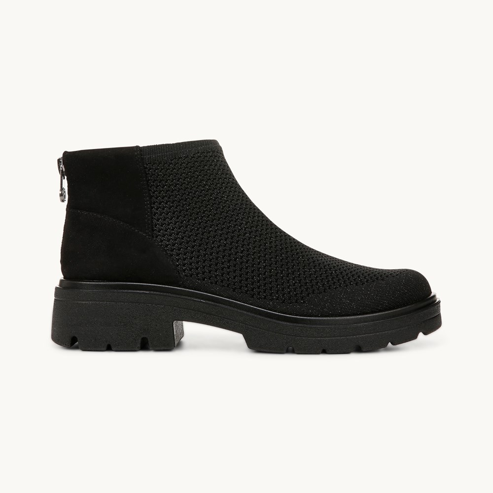 LifeStride May Ankle Boot - Black Knit Fabric