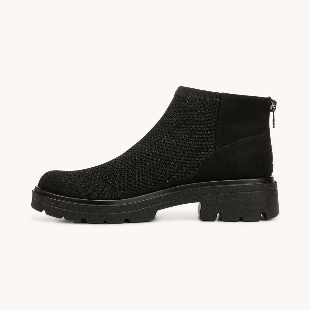 LifeStride May Ankle Boot - Black Knit Fabric