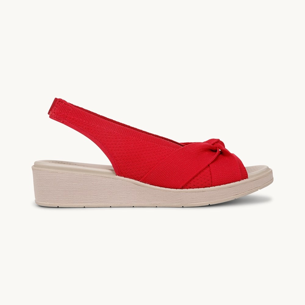 LifeStride Bell Slingback Wedge Sandal - Fire Red Knit Fabric
