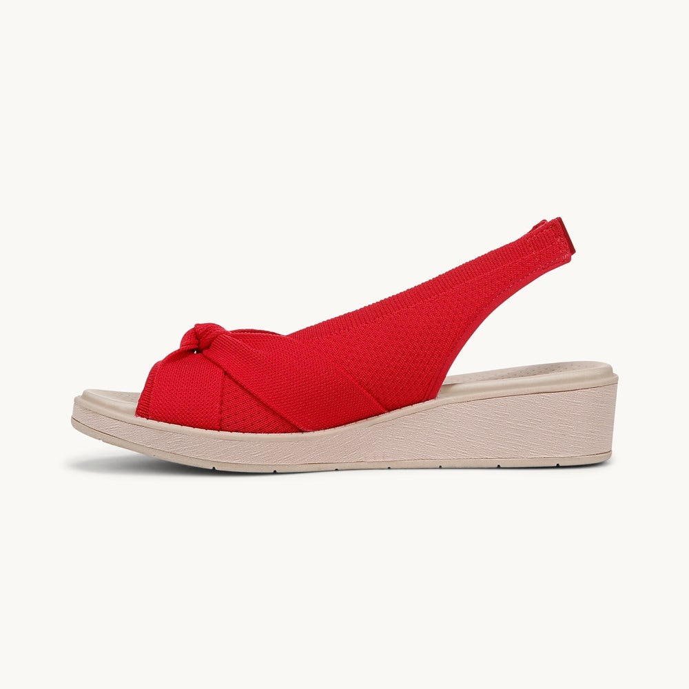 LifeStride Bell Slingback Wedge Sandal - Fire Red Knit Fabric