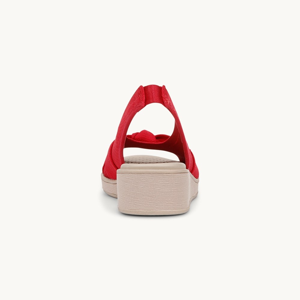 LifeStride Bell Slingback Wedge Sandal - Fire Red Knit Fabric