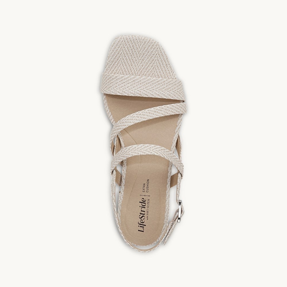 LifeStride Janet Strappy Dress Sandal - Bone Faux Leather
