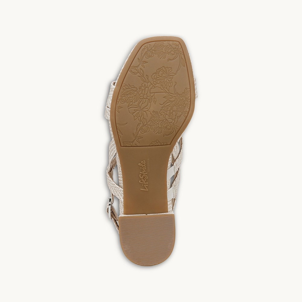 LifeStride Janet Strappy Dress Sandal - Bone Faux Leather