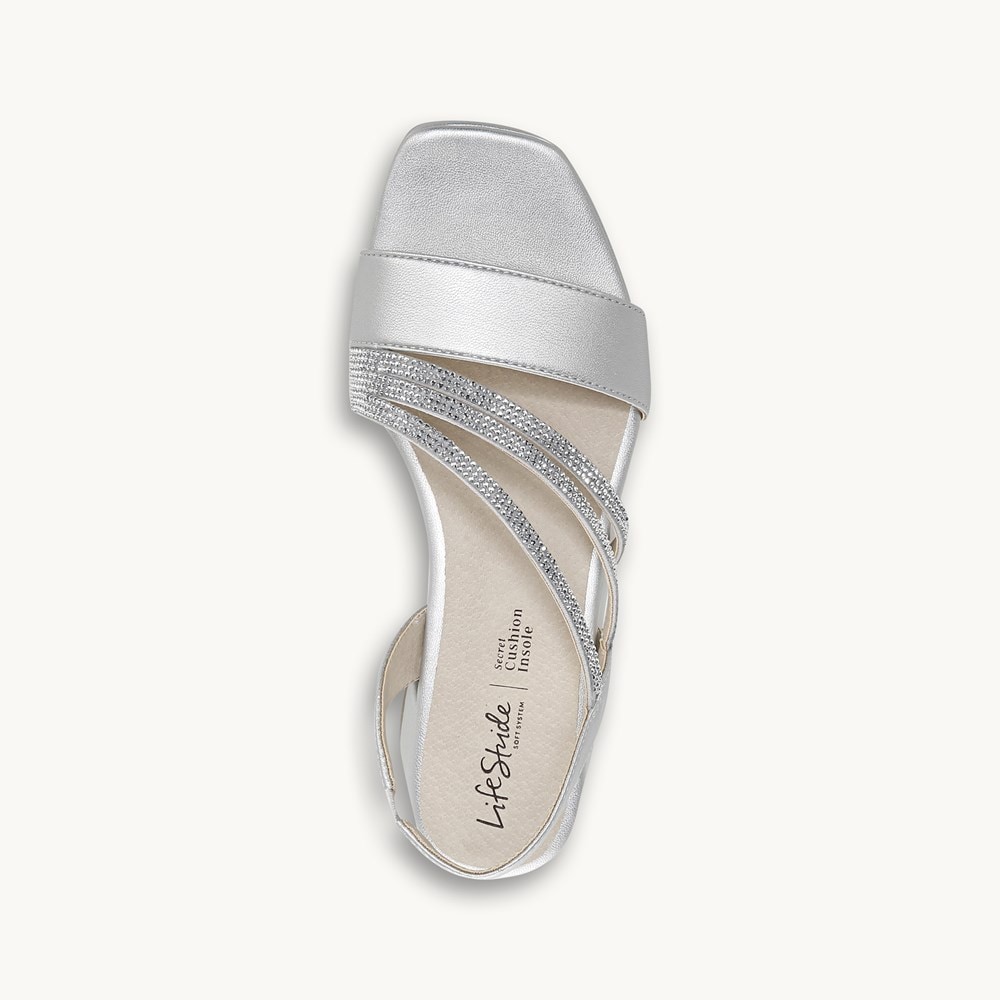 LifeStride Joy Slingback Sandal - Silver Faux Leather