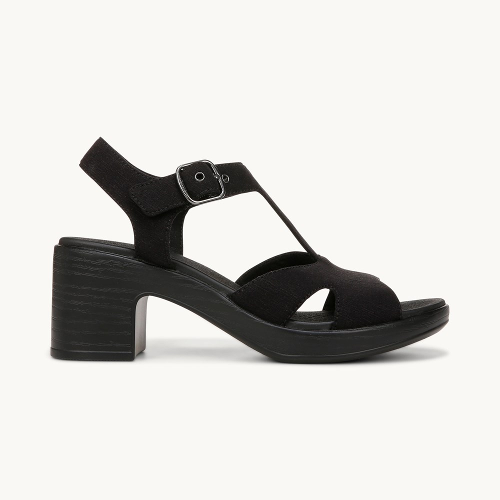 LifeStride Everly Block Heel Sandal - Black Denim Fabric
