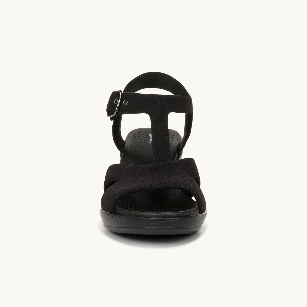 LifeStride Everly Block Heel Sandal - Black Denim Fabric