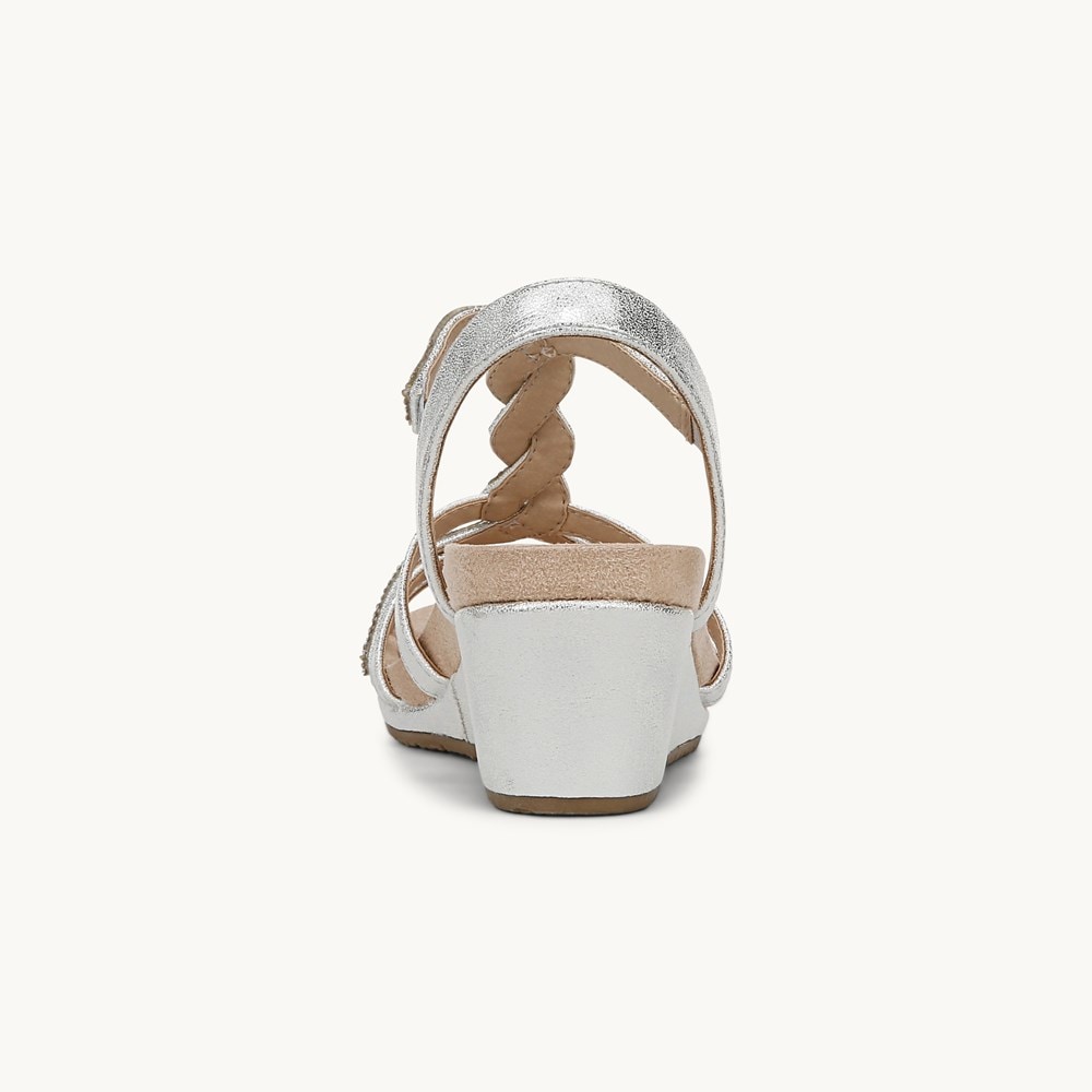 LifeStride Miami Wedge Sandal - Silver Faux Leather