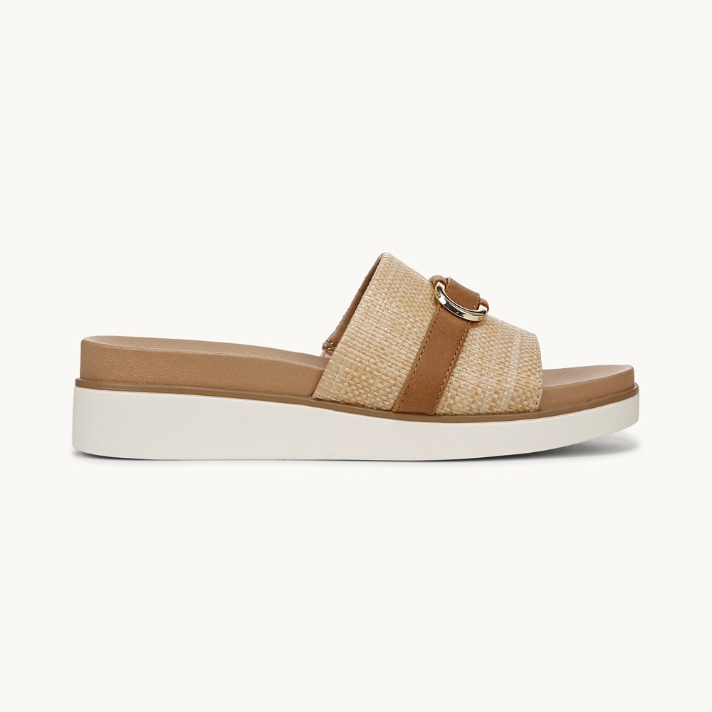 LifeStride Genevieve Flat Sandal - Natural Tan Faux Leather