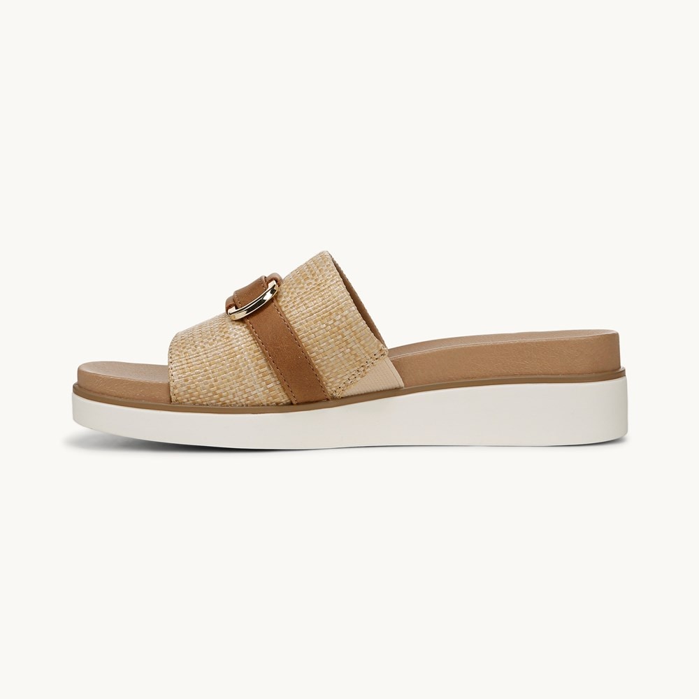LifeStride Genevieve Flat Sandal - Natural Tan Faux Leather