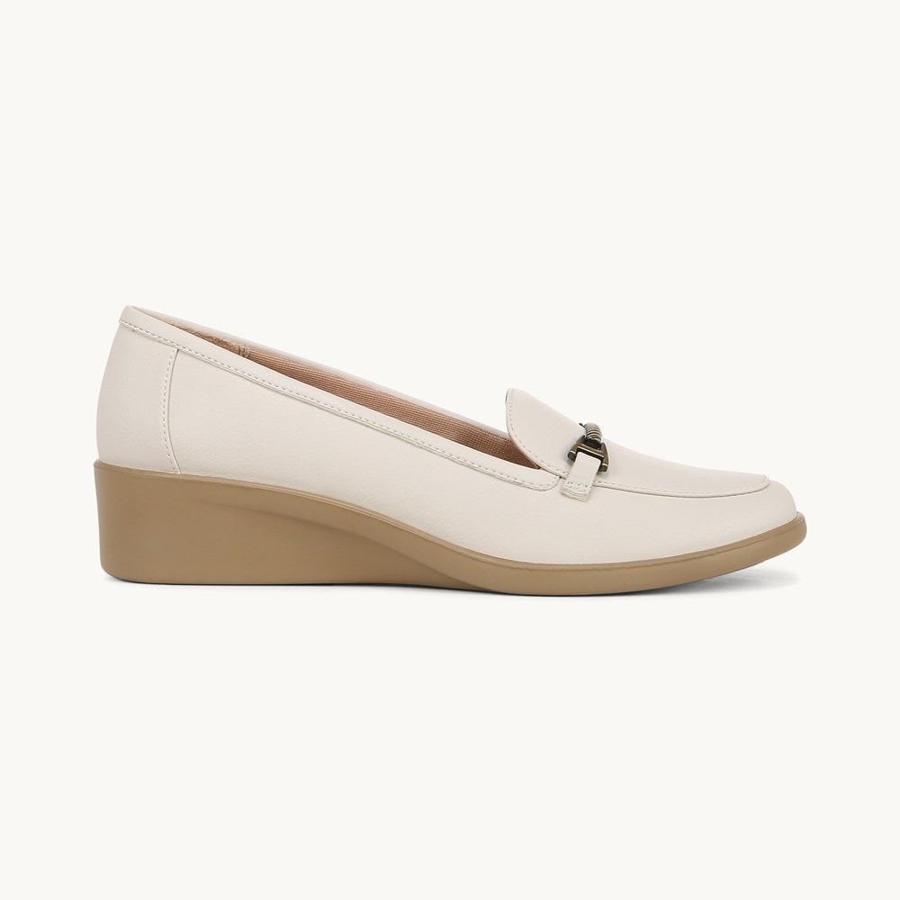 LifeStride Jovial Bit Wedge Loafer - Bone Faux Leather