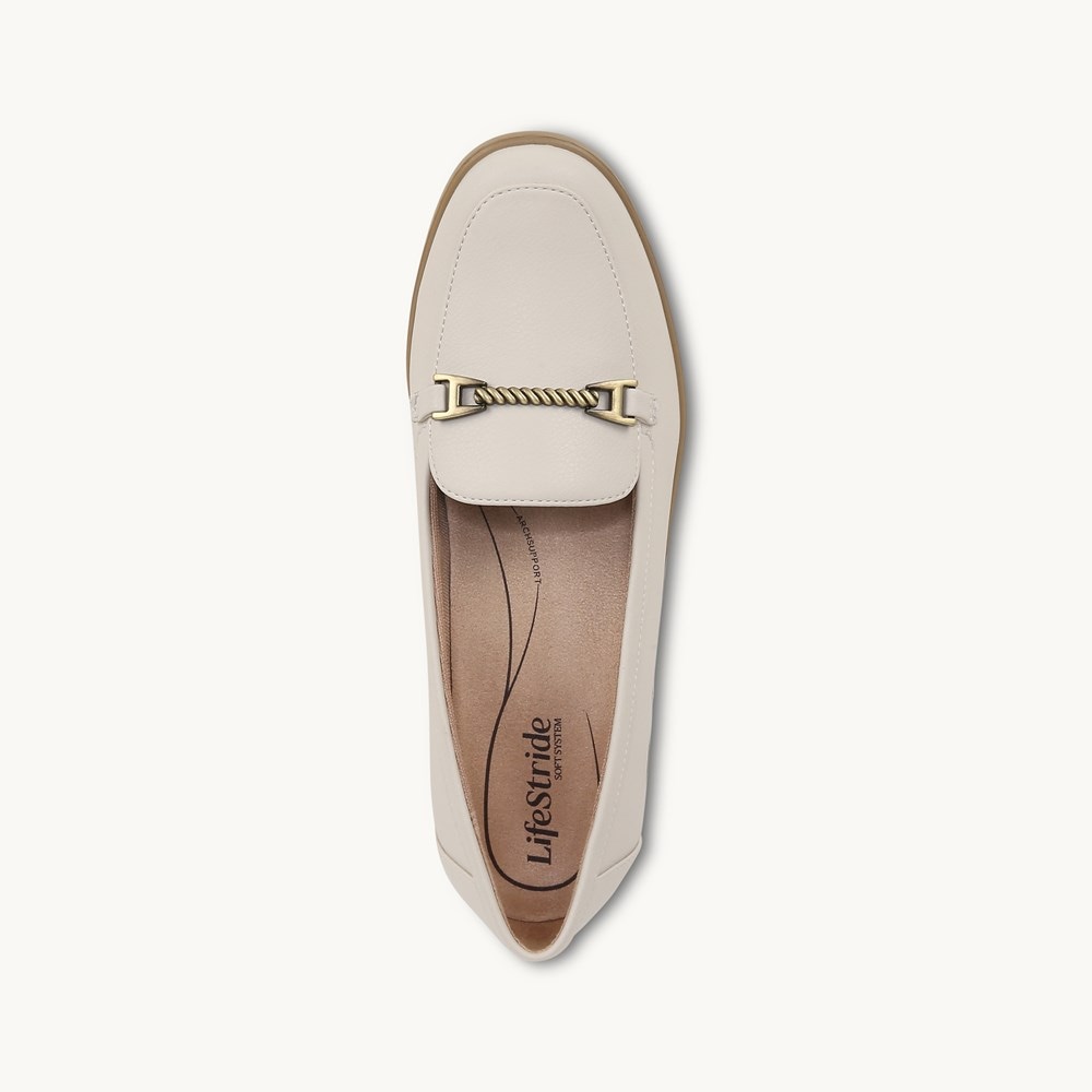 LifeStride Jovial Bit Wedge Loafer - Bone Faux Leather