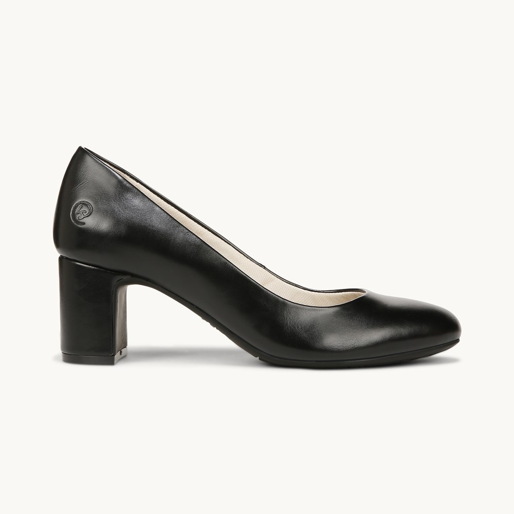 LifeStride Taylor Block Heel Pump - Black Faux Leather