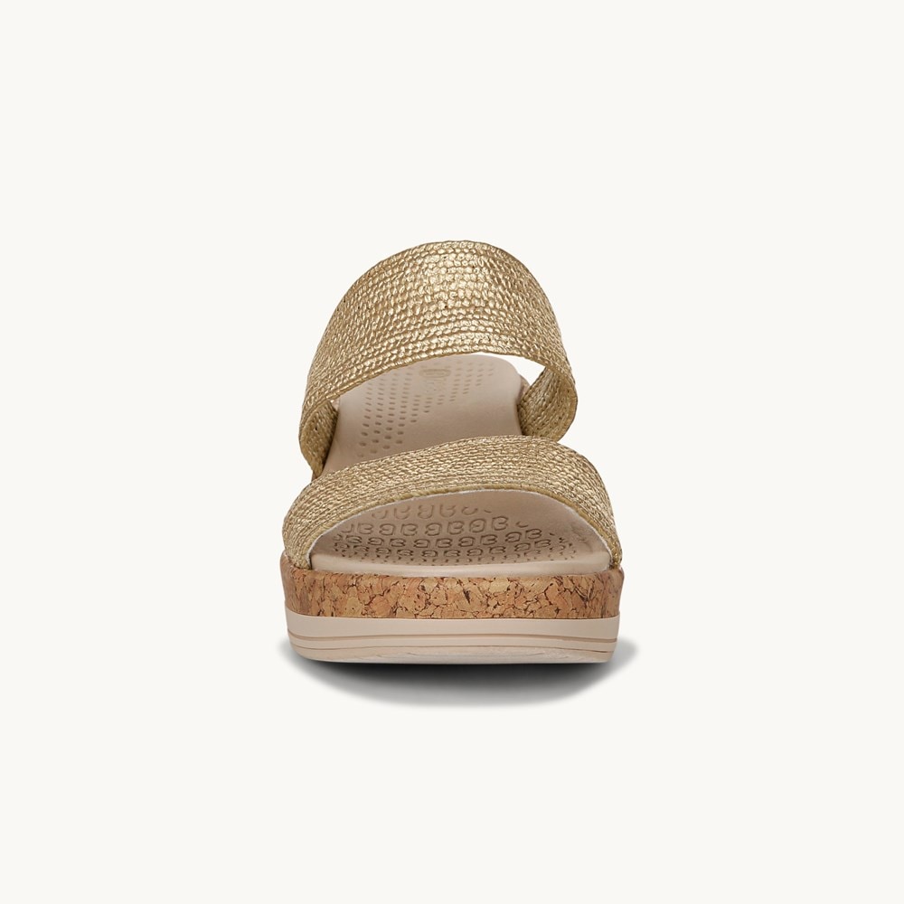 LifeStride Resort Wedge Sandal - Gold Fabric