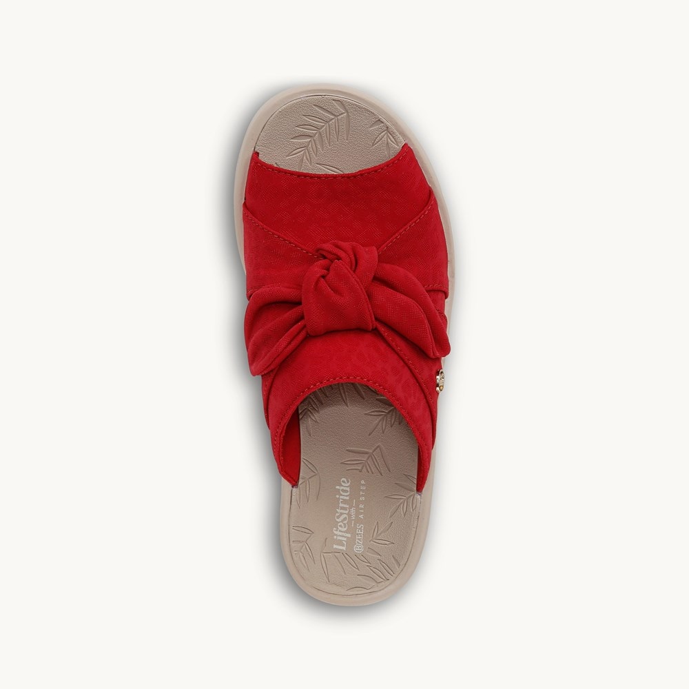 LifeStride Smile Wedge Sandal - Fire Red Monomesh Fabric