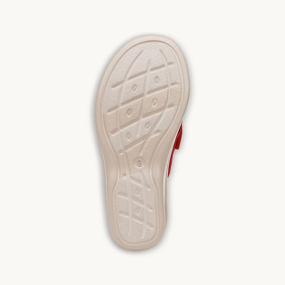 LifeStride Smile Wedge Sandal - Fire Red Monomesh Fabric