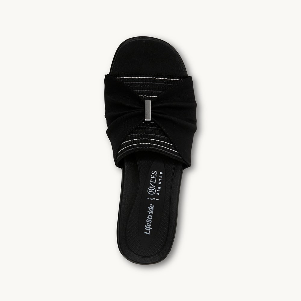 LifeStride Paradise Sandal - Black Sueded Jersey Fabric