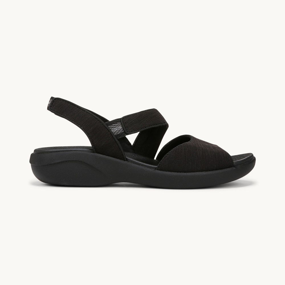 LifeStride Cheerful Strappy Sandal - Black Waxy Fabric