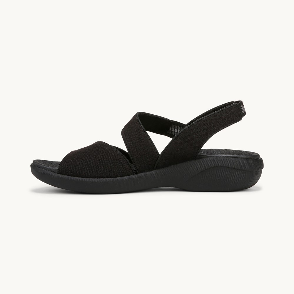 LifeStride Cheerful Strappy Sandal - Black Waxy Fabric