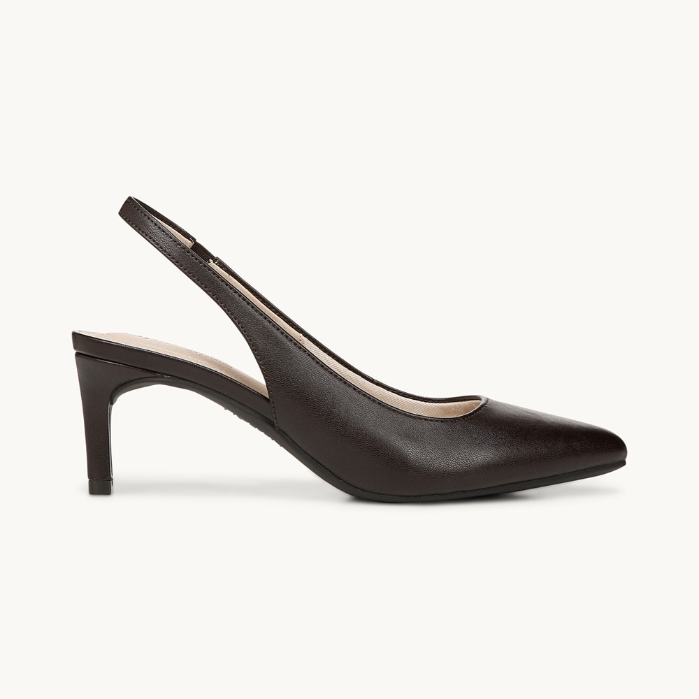 LifeStride Annalise Slingback Pump - Dark Chocolate Faux Leather