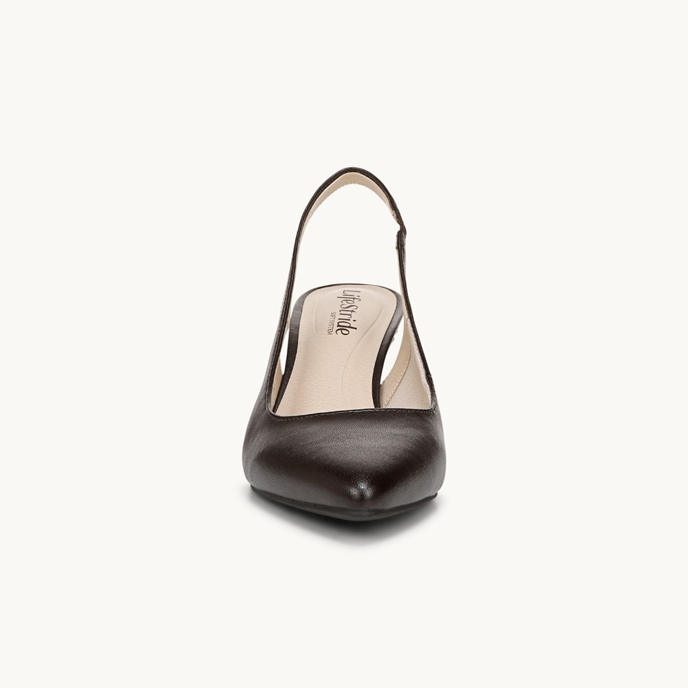 LifeStride Annalise Slingback Pump - Dark Chocolate Faux Leather