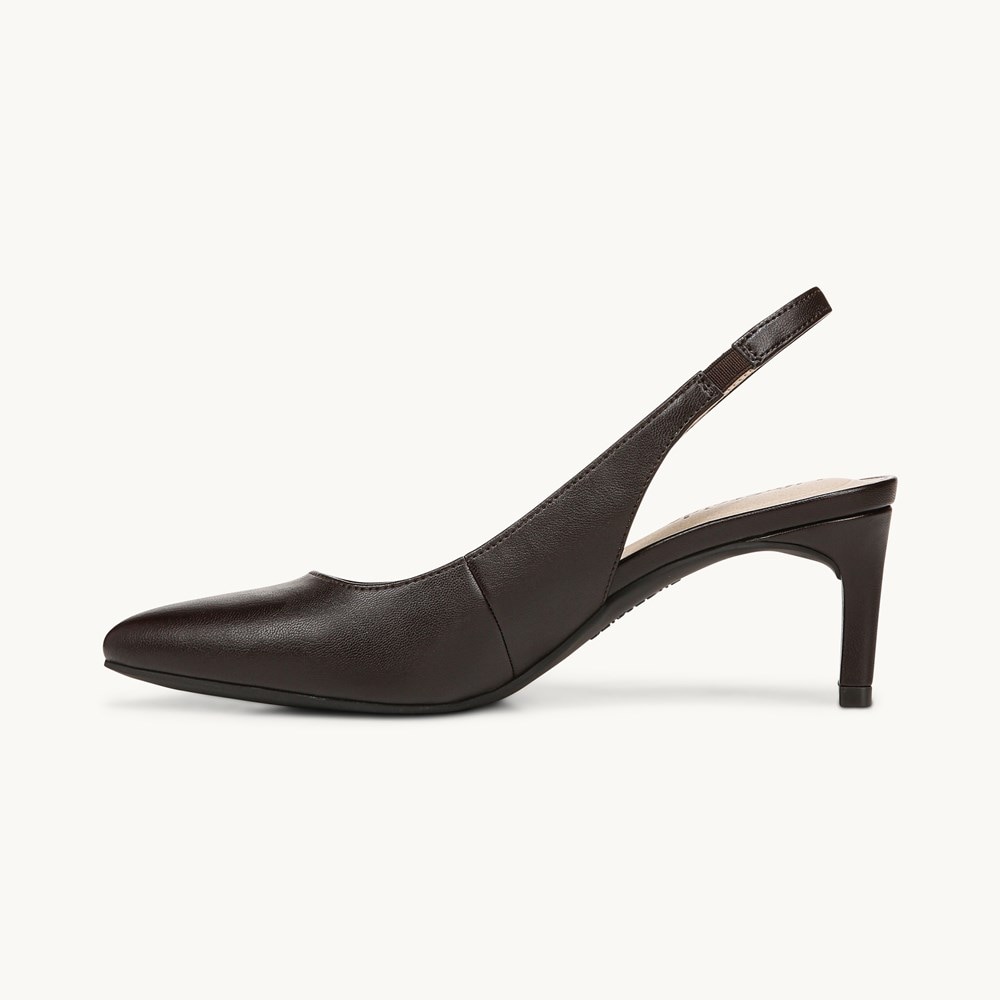 LifeStride Annalise Slingback Pump - Dark Chocolate Faux Leather