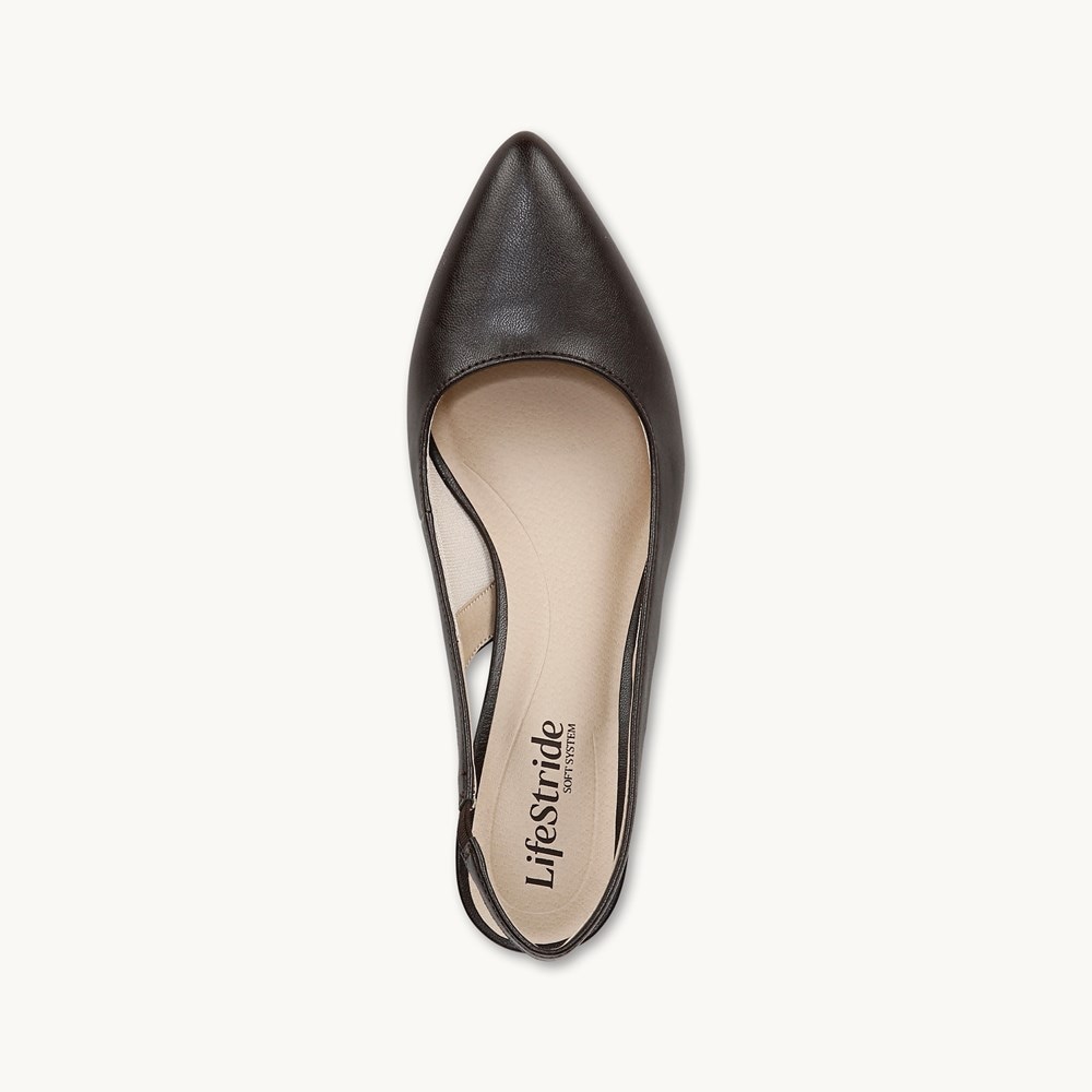 LifeStride Annalise Slingback Pump - Dark Chocolate Faux Leather