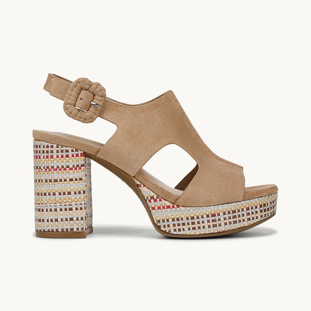LifeStride Audra Block Heel Sandal - Cuoio Taupe Fabric