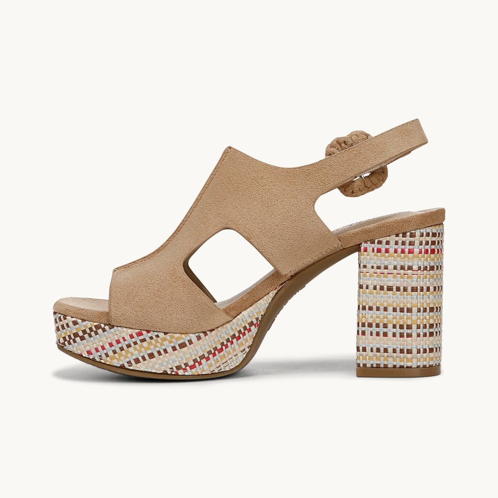 LifeStride Audra Block Heel Sandal - Cuoio Taupe Fabric