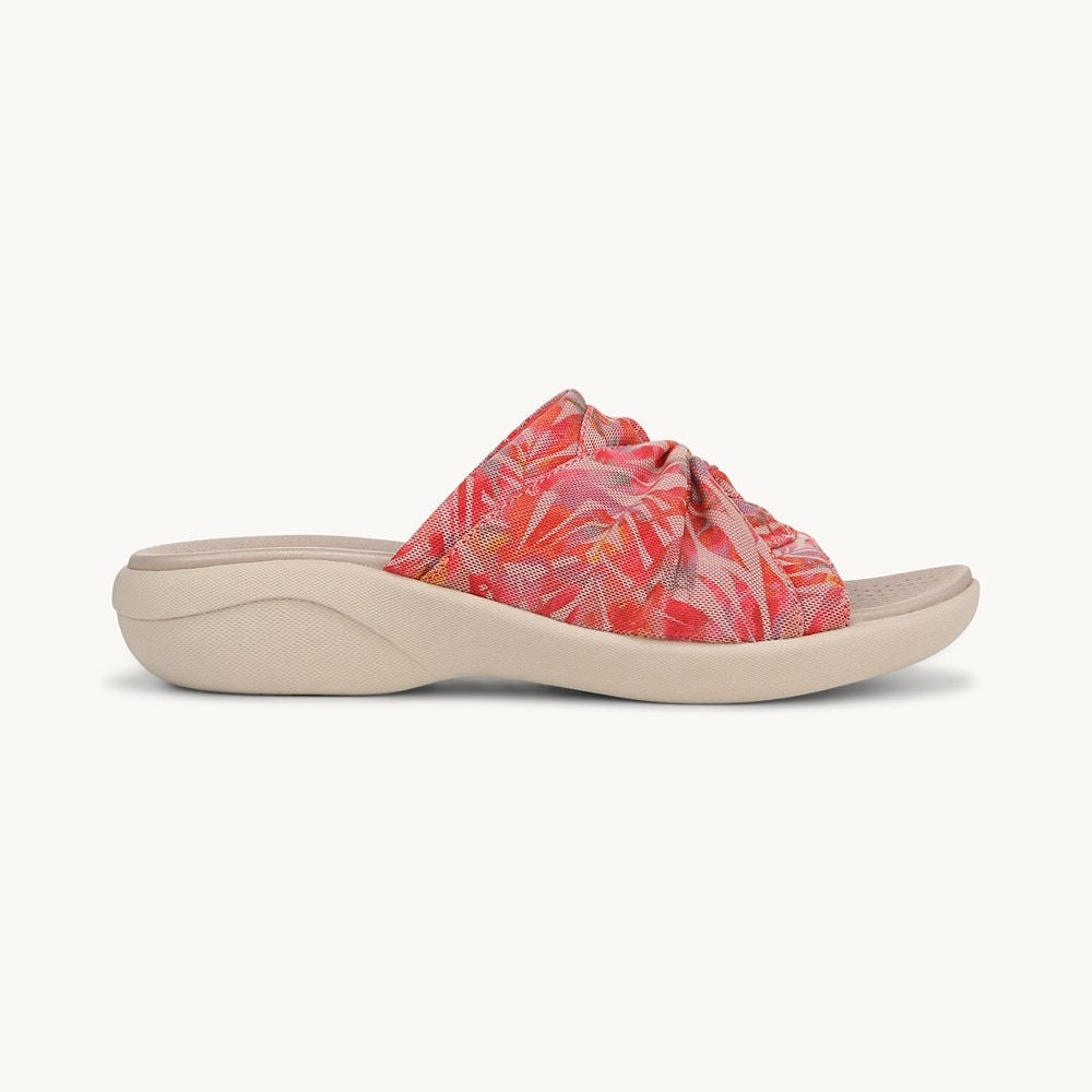 LifeStride Cherish Slide Sandal - Coral Multi Island Palm Fabric