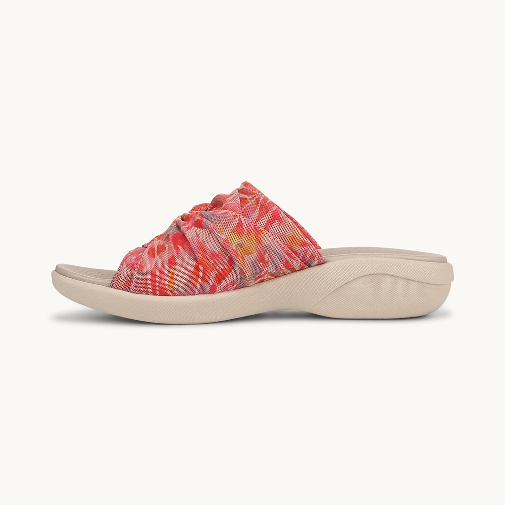 LifeStride Cherish Slide Sandal - Coral Multi Island Palm Fabric