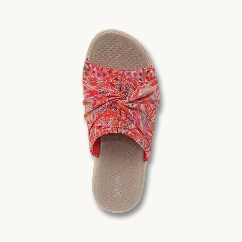 LifeStride Cherish Slide Sandal - Coral Multi Island Palm Fabric