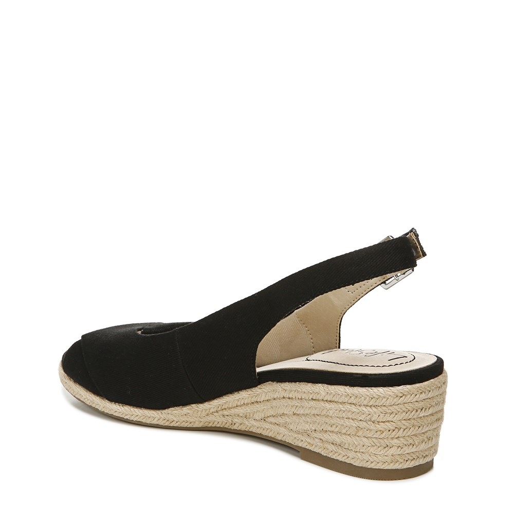 LifeStride Socialite Wedge Sandal - Black Canvas