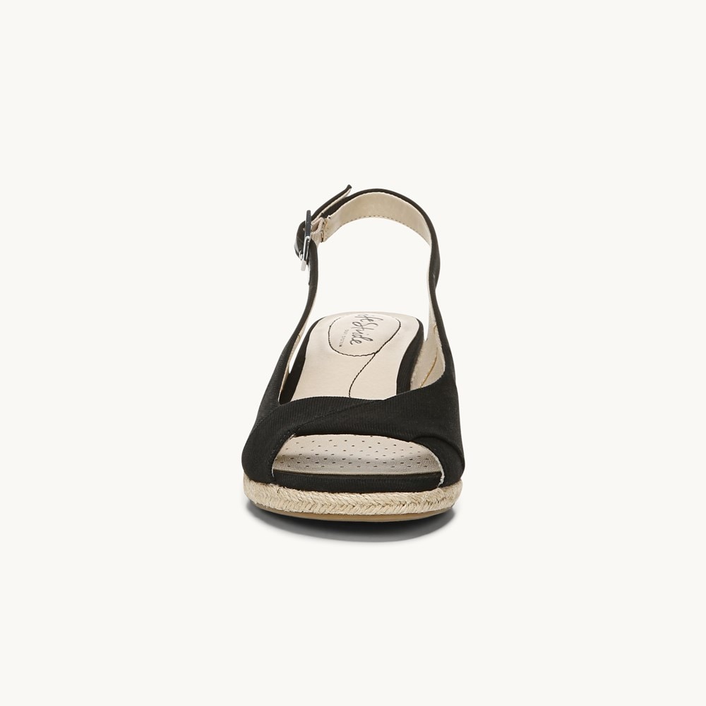 LifeStride Socialite Wedge Sandal - Black Canvas