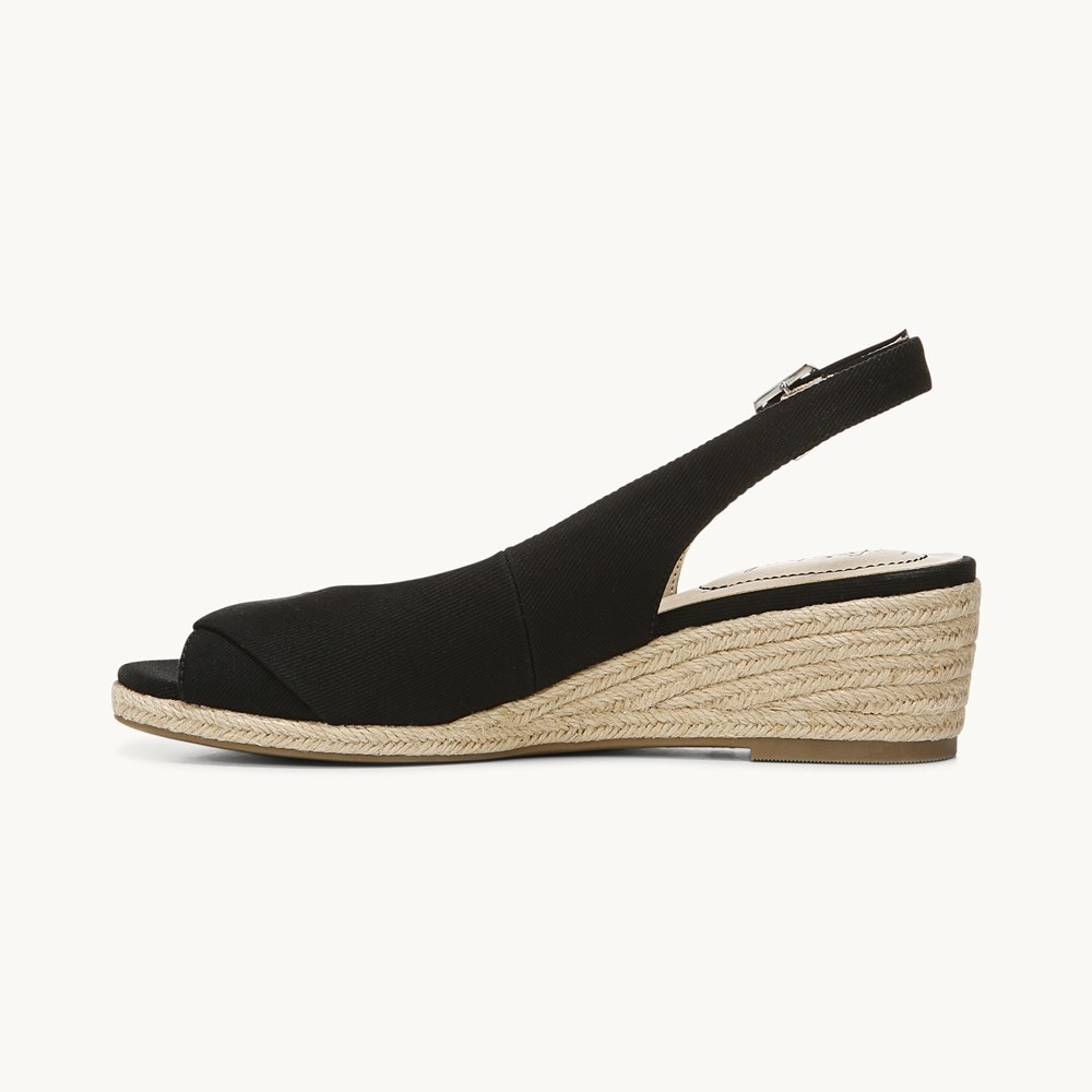 LifeStride Socialite Wedge Sandal - Black Canvas