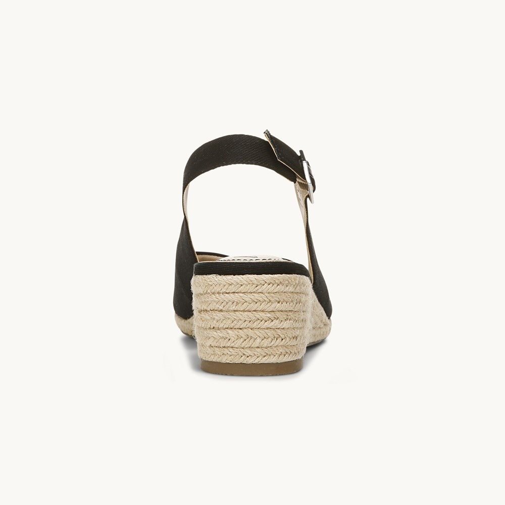 LifeStride Socialite Wedge Sandal - Black Canvas