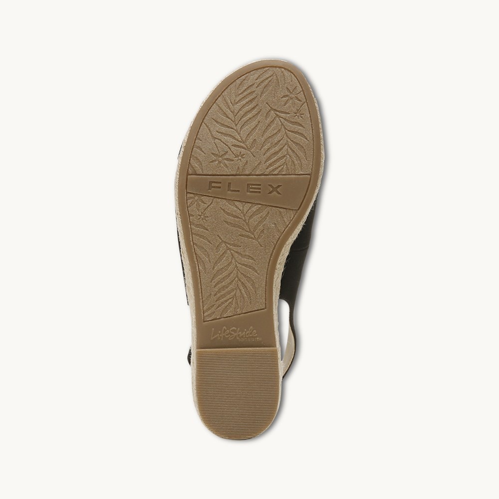 LifeStride Socialite Wedge Sandal - Black Canvas
