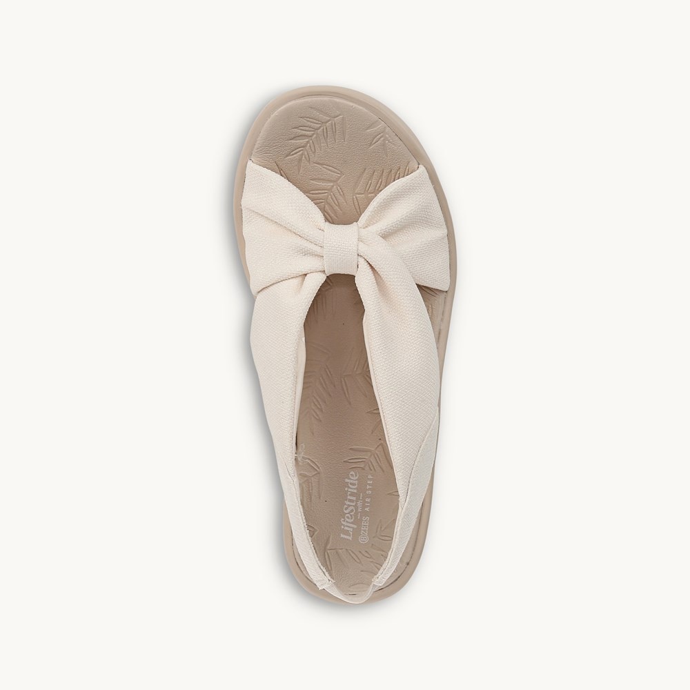 LifeStride Serenade Slide Slingback Sandal - Eggnog Stretch Fabric