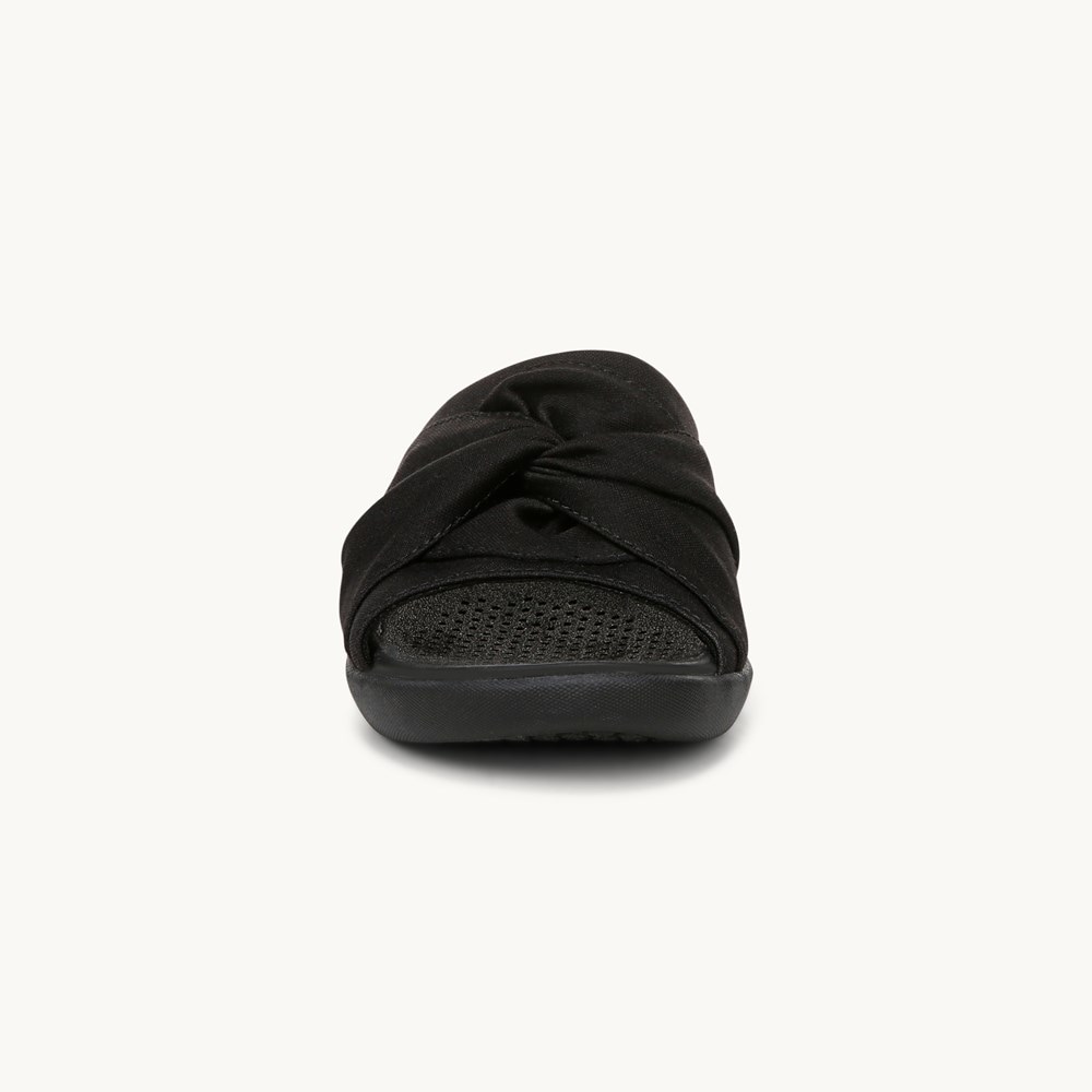 LifeStride Cherish Slide Sandal - Black Stretch Fabric