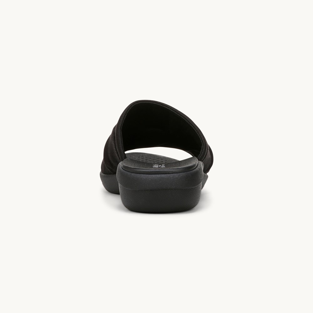 LifeStride Cherish Slide Sandal - Black Stretch Fabric