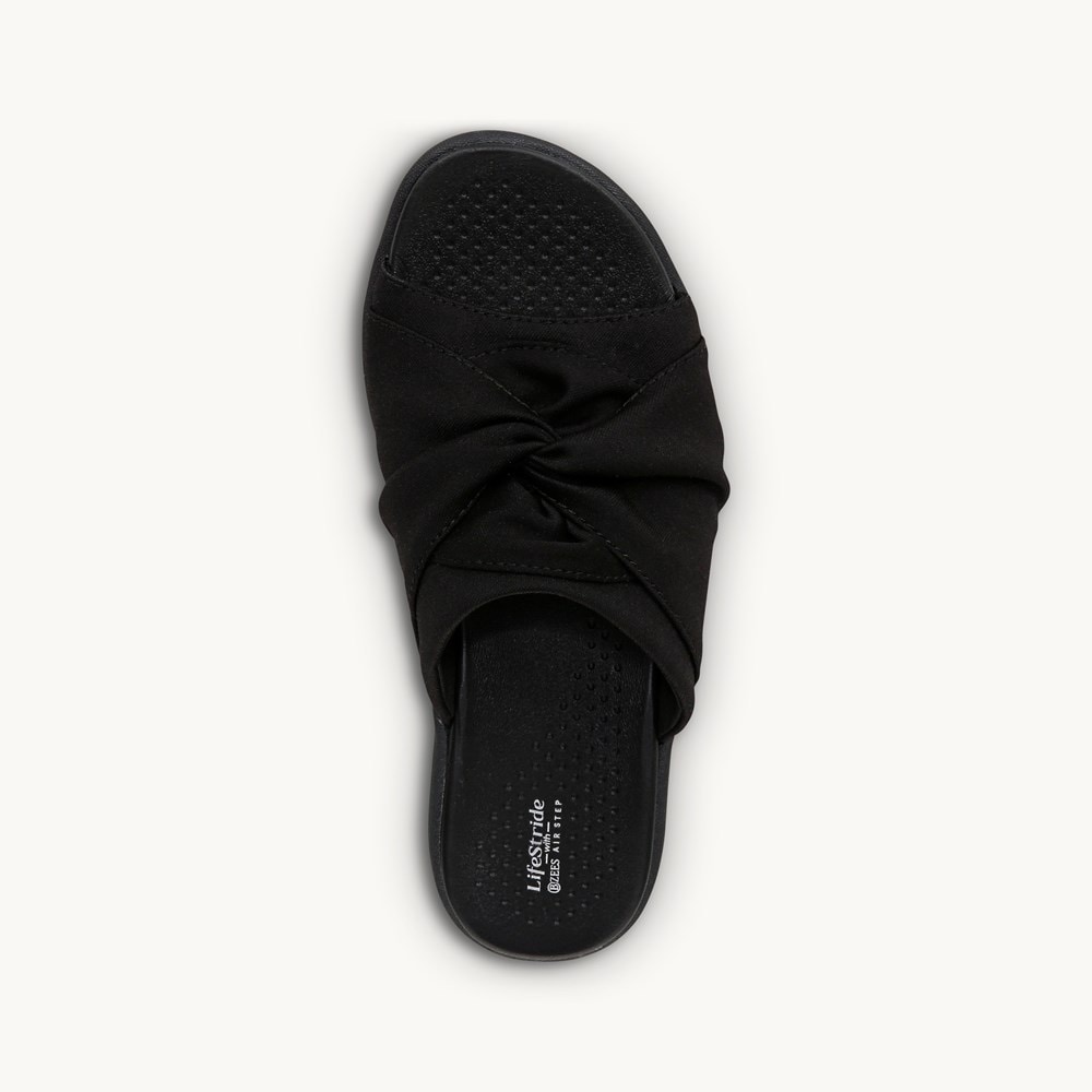 LifeStride Cherish Slide Sandal - Black Stretch Fabric