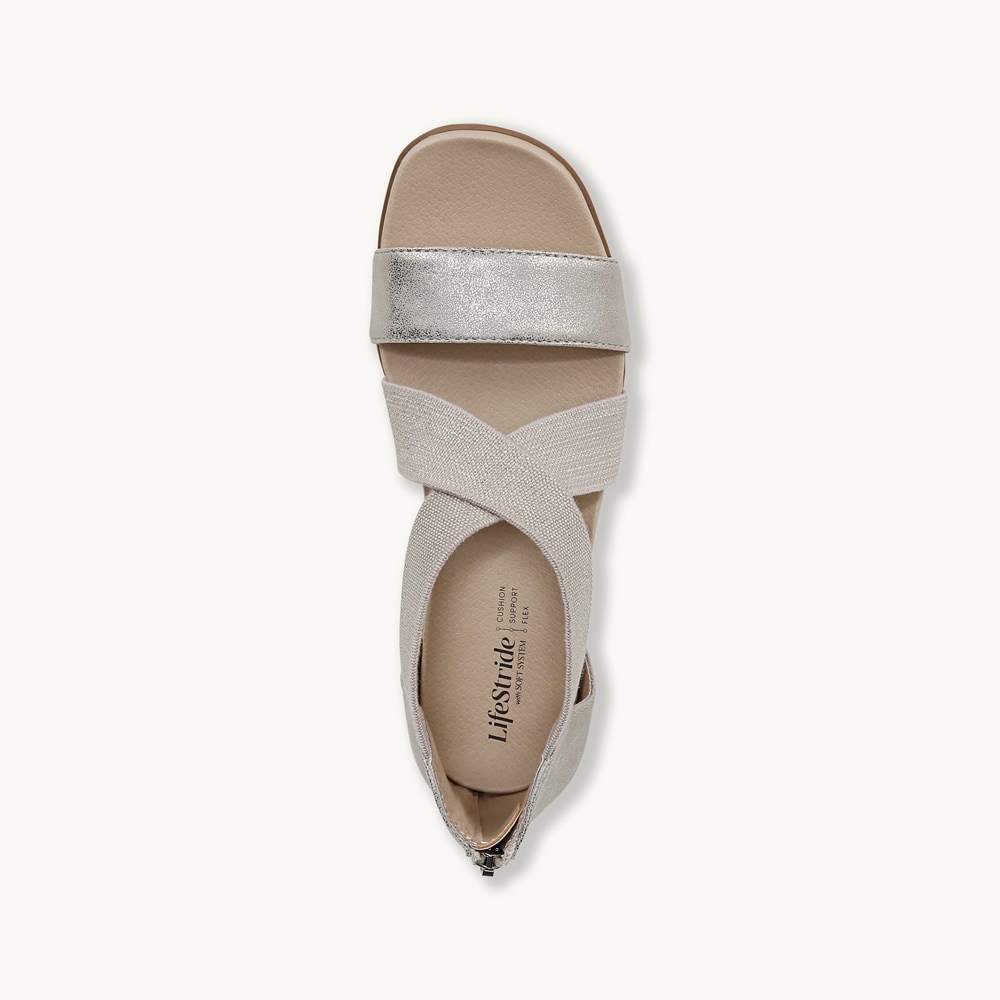 LifeStride Giselle Strappy Sandal - Taupe Faux Leather