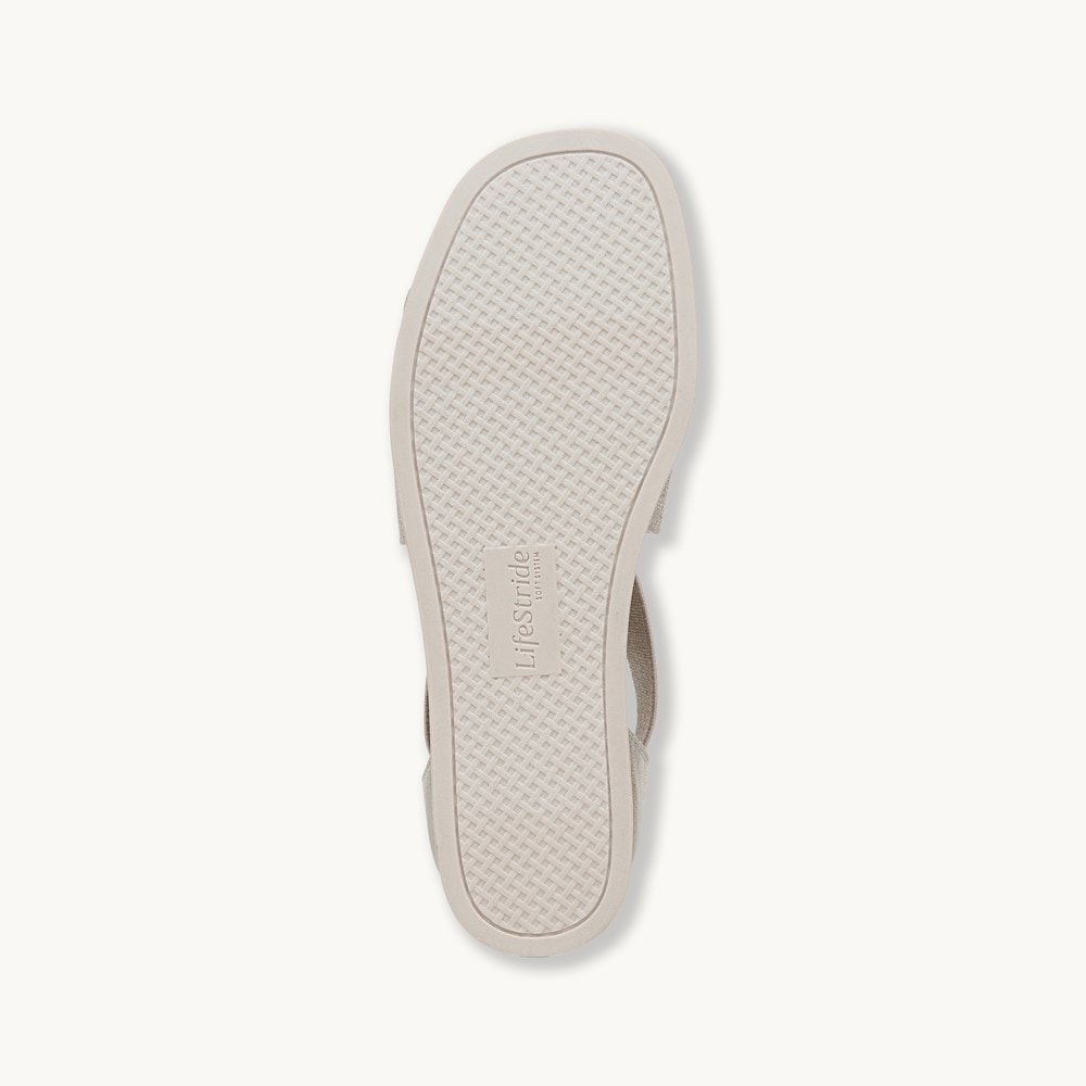 LifeStride Giselle Strappy Sandal - Taupe Faux Leather