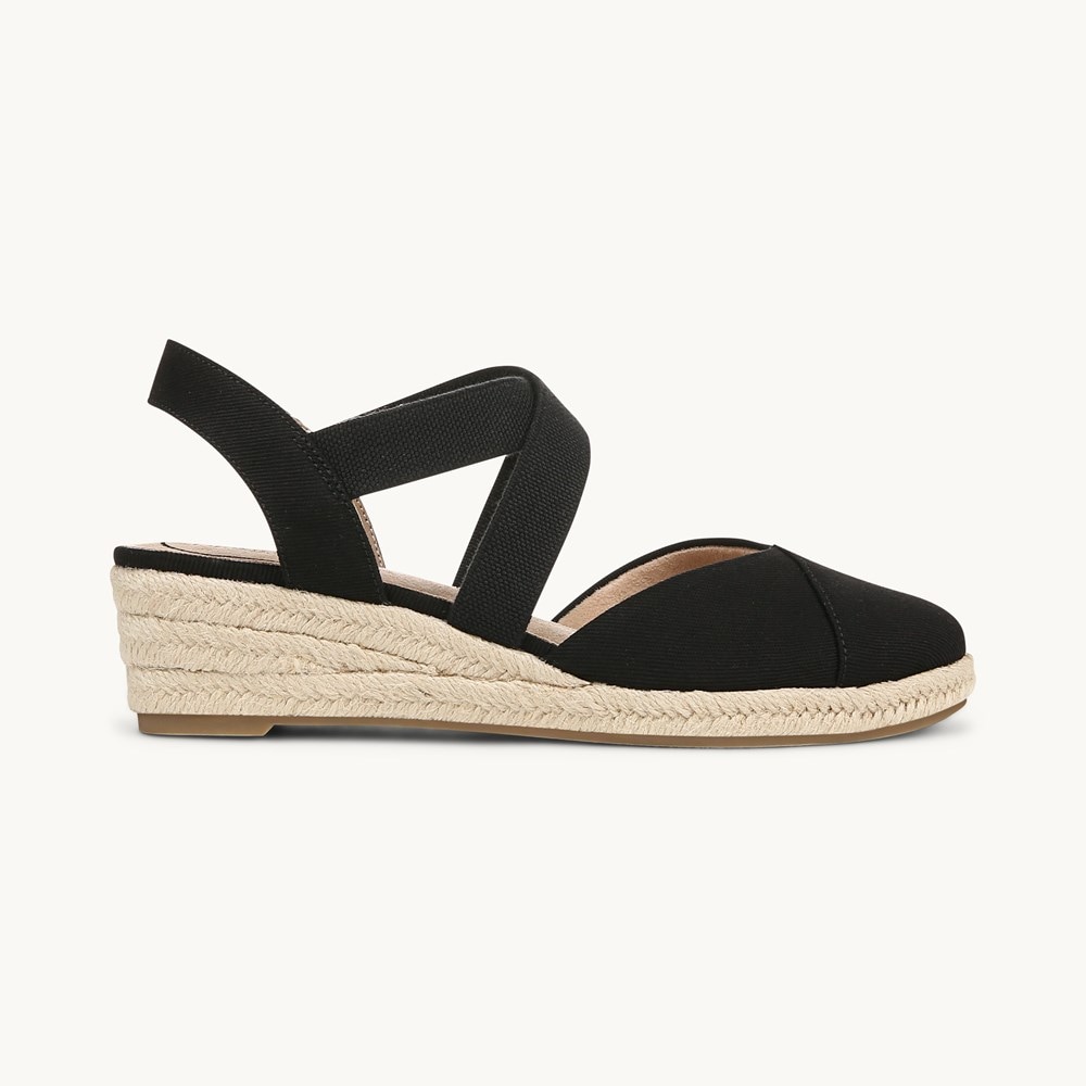 LifeStride Kimball Espadrille Wedge - Black Fabric