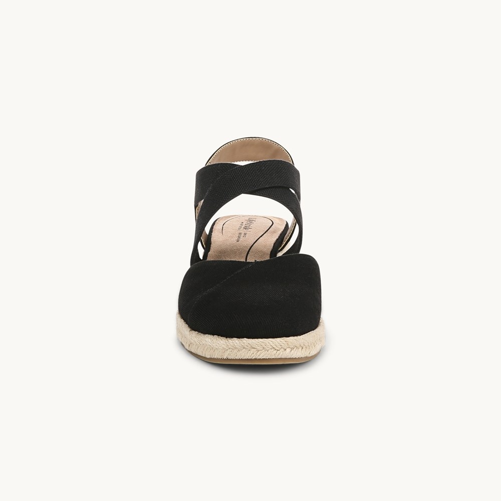 LifeStride Kimball Espadrille Wedge - Black Fabric