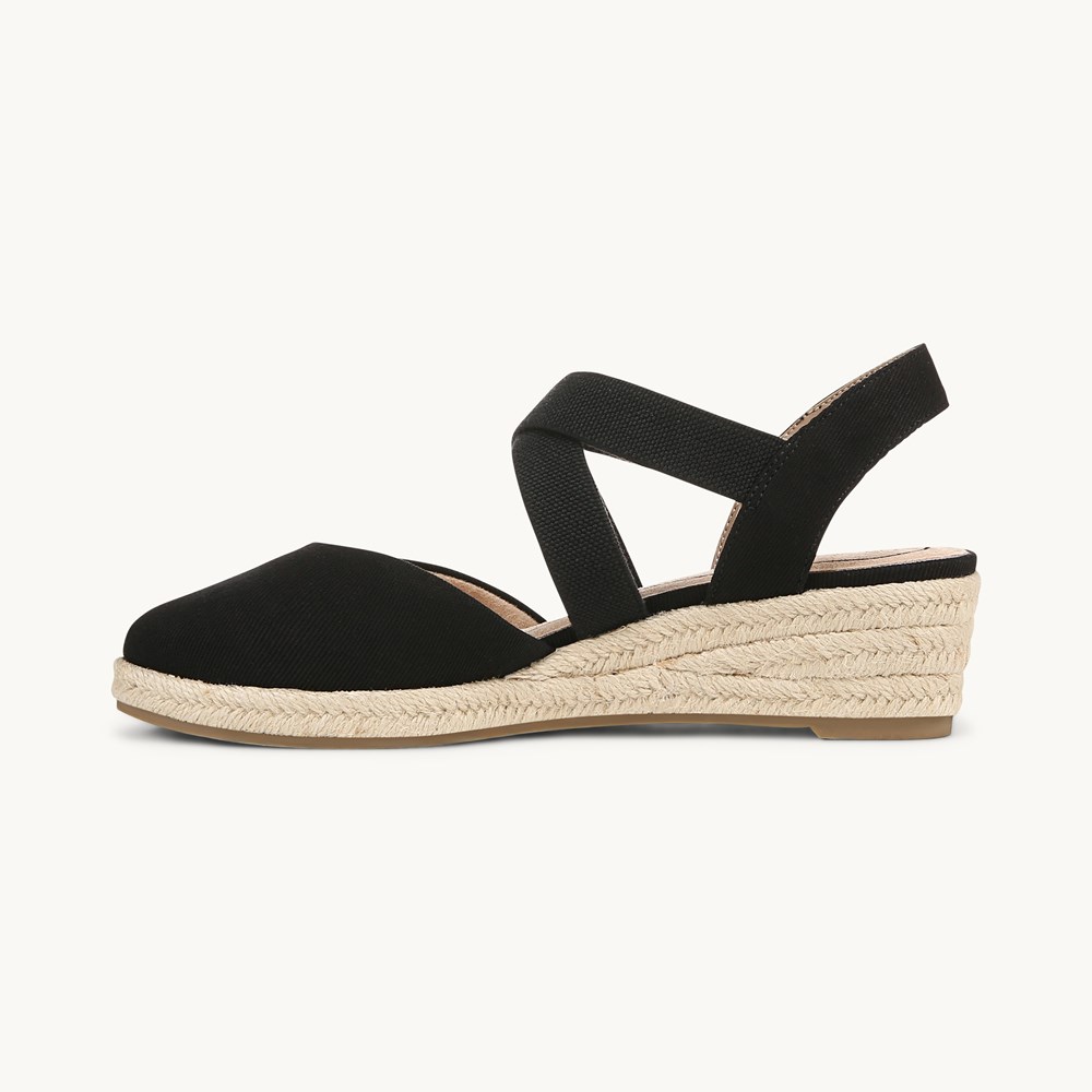 LifeStride Kimball Espadrille Wedge - Black Fabric