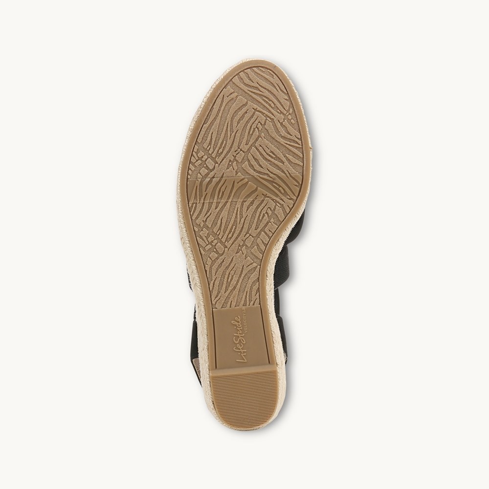 LifeStride Kimball Espadrille Wedge - Black Fabric