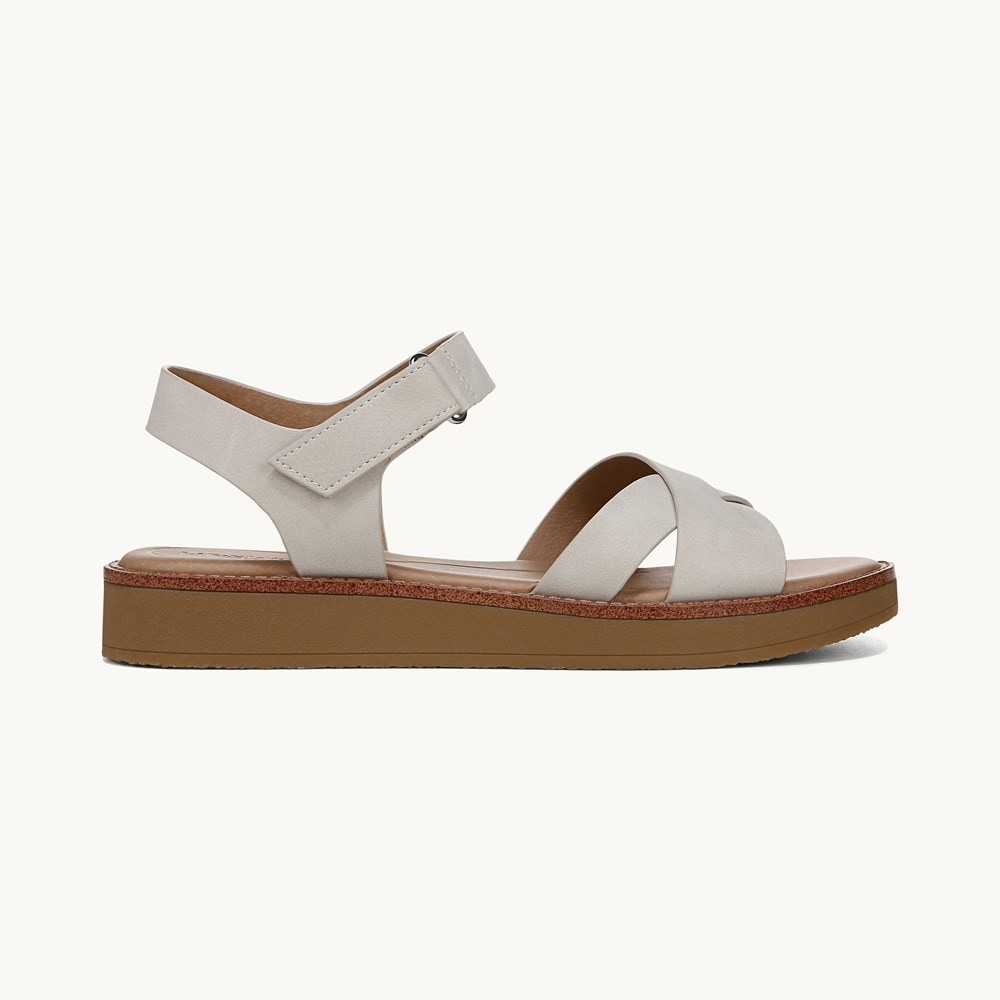 LifeStride Wren Strappy Sandal - Stone Faux Leather
