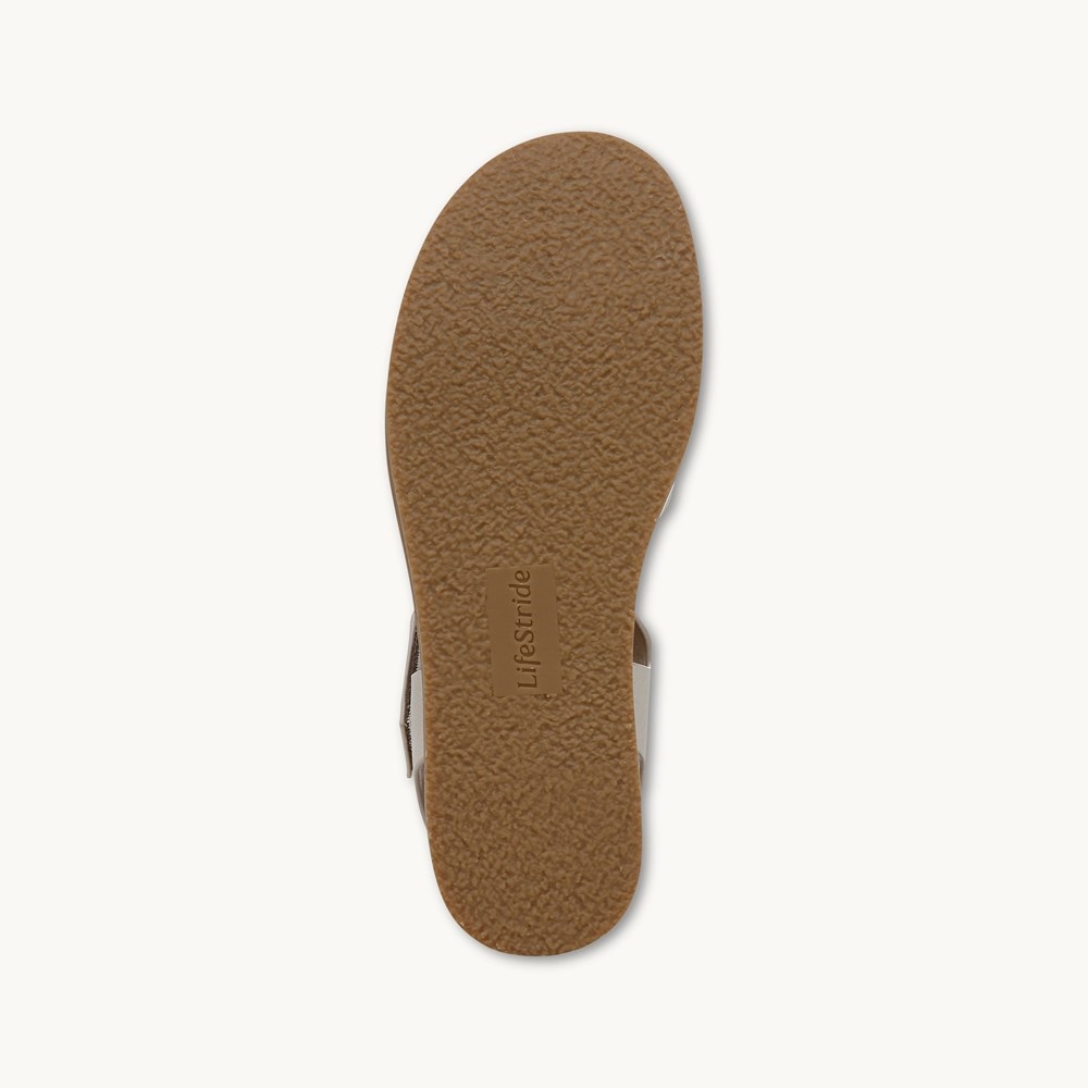 LifeStride Wren Strappy Sandal - Stone Faux Leather